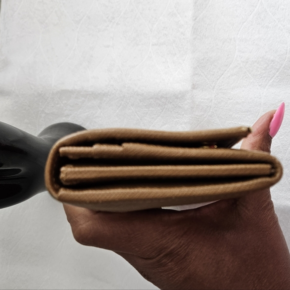 Prada Saffiano Gold Hardware Trim Double Snap Long Wallet Brown - Picture 6 of 8